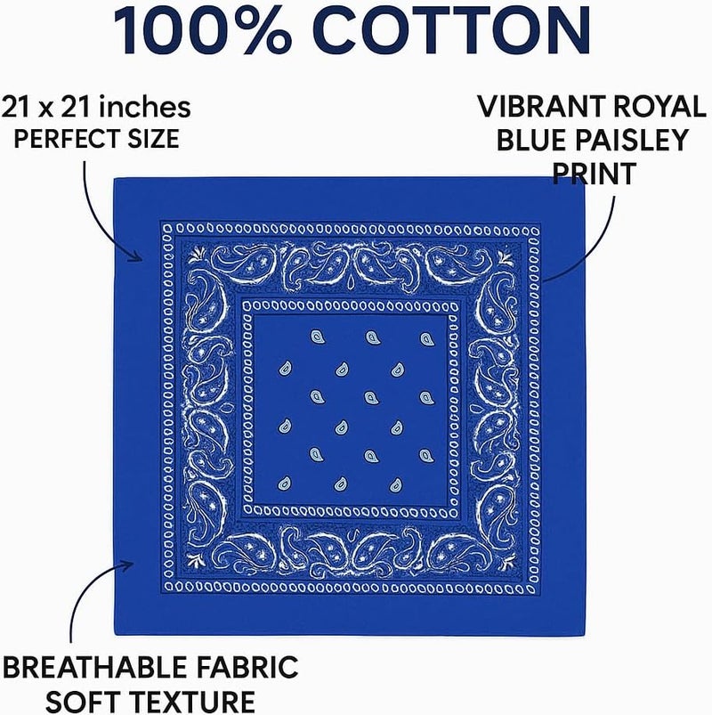 SUNRIBE 3 Pack Paisley Bandanas – 100% Cotton Square 21x21 Head Wrap, Headband, Face Cover, Neck Scarf for Men & Women - Image 3